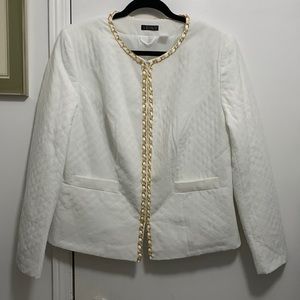 Classic VENUS White Jacket with White Ribbon and Gold Chain Detail
